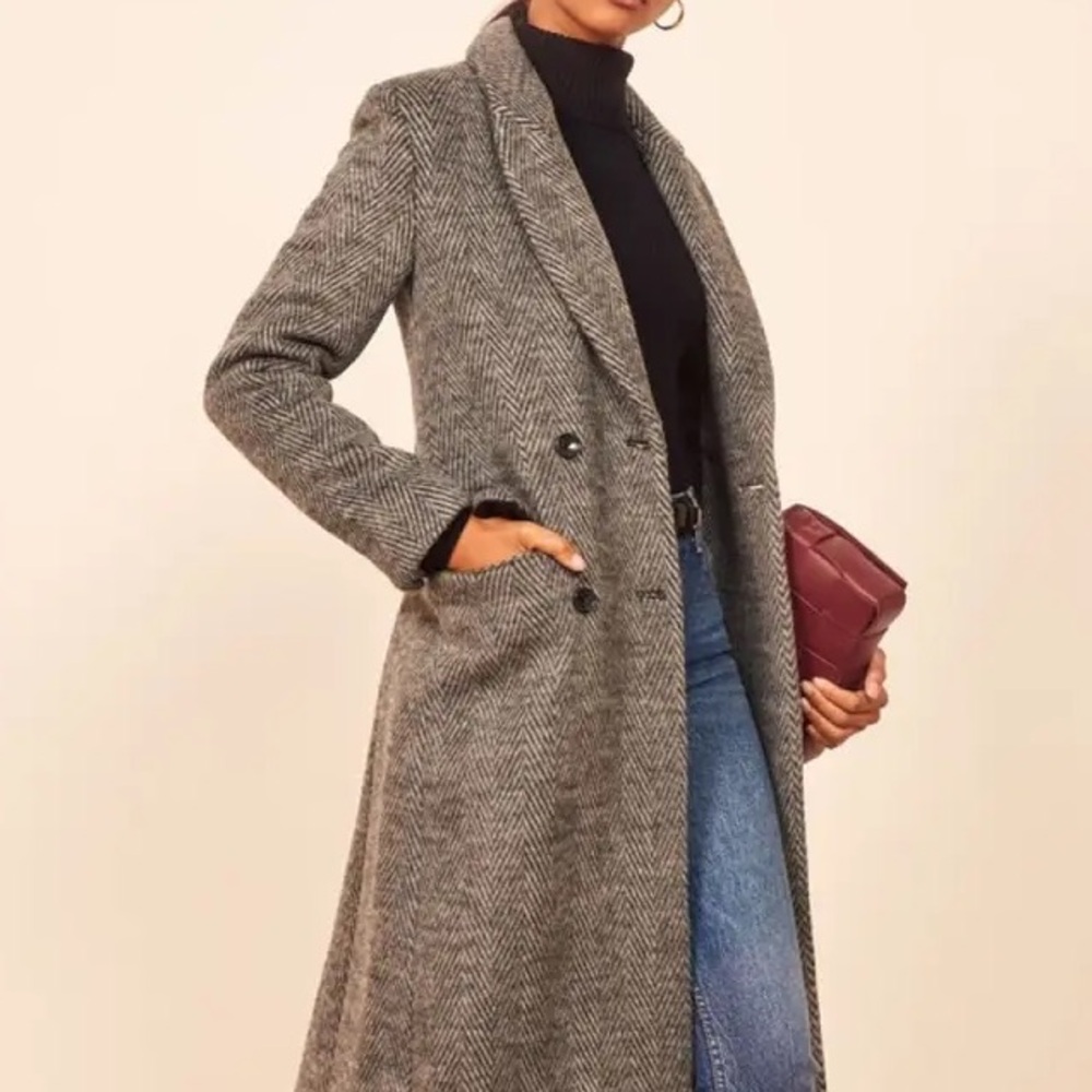 Reformation Wool York Coat Herringbone